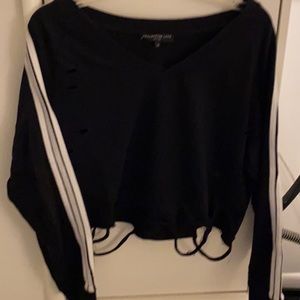 Crop distressed sweatshirt